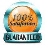 Satisfaction customer service icon or button 100% satisfied guaranteed